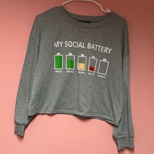 SHEIN Gray Social Battery Graphic Sweatshirt